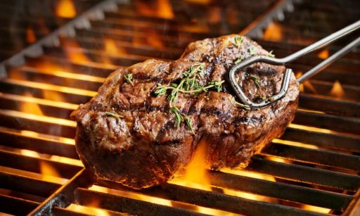A steak being grilled