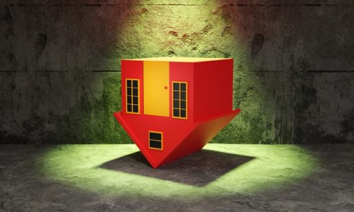 A house falls on its head signifying a rental rate crash